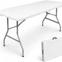 SOFIZY 6ft Folding Table with Handle, Portable Plastic Table, White | Heavy Duty & Foldable, Fold in Half Table with Steel Frame, Indoor & Outdoor Use, Perfect for Camping, Picnic, Wedding, Party