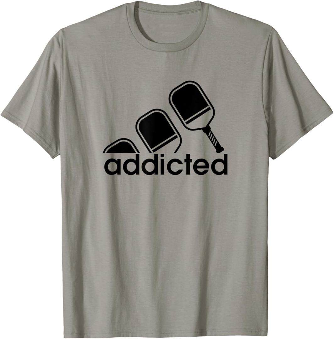 Addicted Pickleball Player T-Shirt (Small, Slate Grey)