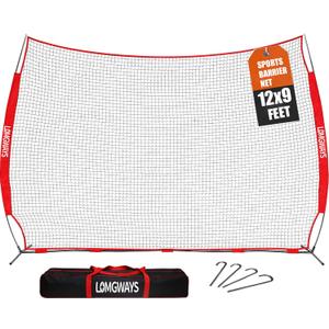 12x9ft Barricade Backstop Net,Sports Barrier with Carry Bag, Protection Screen, Perfect for Baseball,Softball,Soccer, Basketball,Lacrosse and More,Backstop Net for Backyard,Garden