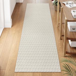 Collive Washable Hallway Runner Rug, Farmhouse Non Skid Kitchen Runner Rug 2x8 Boho Entryway Rugs, Tan Cotton Braided Modern Carpet Runners for Bedside Doorway Kitchen Floor