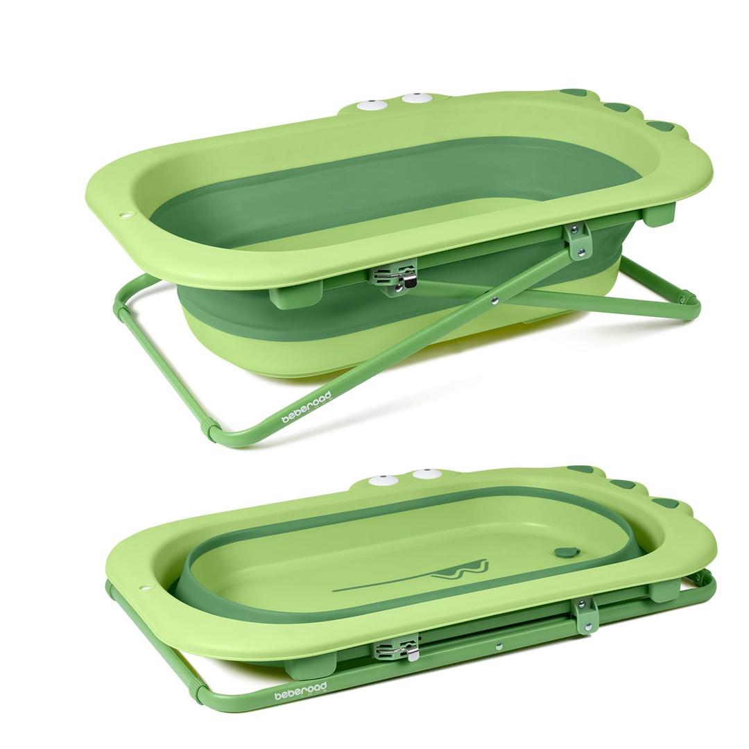 Beberoad Love Collapsible Baby Bathtub for Newborn to Toddler Portable & Adjustable Infant Tub with Non-Slip Design, Space-Saving Bathtub for Travel & Home Use (Green)