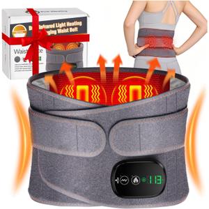 Cordless Heating Pad for Back with Massager, Lower Back Massager with Heat, Smart HD Touchscreen, 3 Heat & Vibration, 3H Runtime Portable Wireless Lumbar Belt, Gift for Women Men Mom Dad