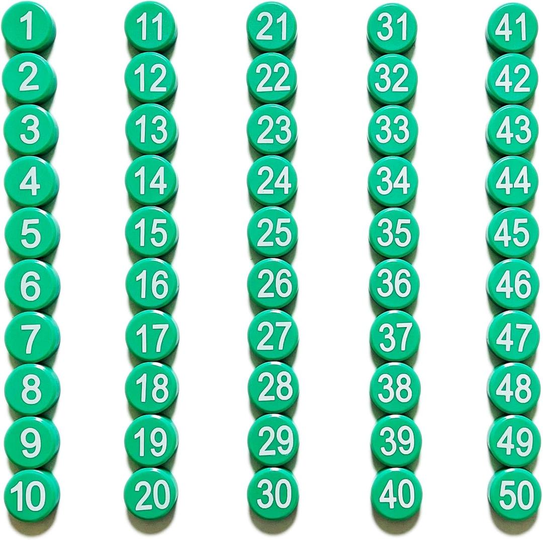 1-50 Magnetic Numbers, Magnets with Number for Dry Erase Boards, Round Number Refrigerator Magnets for Whiteboard in Home and Office (0.8" Diameter, Green)