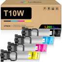 LeciRoba T10W High Capacity Remanufactured Ink Cartridge Replacement for T10W100 T10W200 T10W300 T10W400 T10W Ink Cartridge Set for Pro WF-C5390 WF-C5890 Color Printer Ink (B/C/Y/M, 4-Pack)