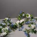 2 Pack Artificial Peony Flower Garland - 6ft Silk Peony Garland Flowers Vine Blue and White Peony Silk Flowers for Wedding Arch Party Table Decoration (Blue)