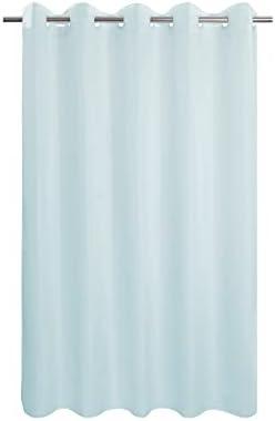 River Dream No Hook Hotel Cloth Light Blue Shower Curtain Microfiber - Soft Waterproof Fabric Shower Curtain Washable with Hooks Built-in, Blue, 71x74 Standard Size