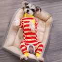 Dog Striped Recovery Suit, Puppy After Surgery Onesie, Long Sleeve Pajamas Bodysuit, Surgery Abdominal Wound Bandages Clothes, Dog Pant for Shedding Skin Disease, Red Large