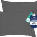 Royale Linens Pillow Shams 2 Pack Euro Size 26x26 Inch - Brushed 1800 Microfiber - Bed Pillow Shams, Wrinkle Resistant Super Soft and Cozy - Back Overlap Closure - Oxford Pillowcase (Euro, Grey)