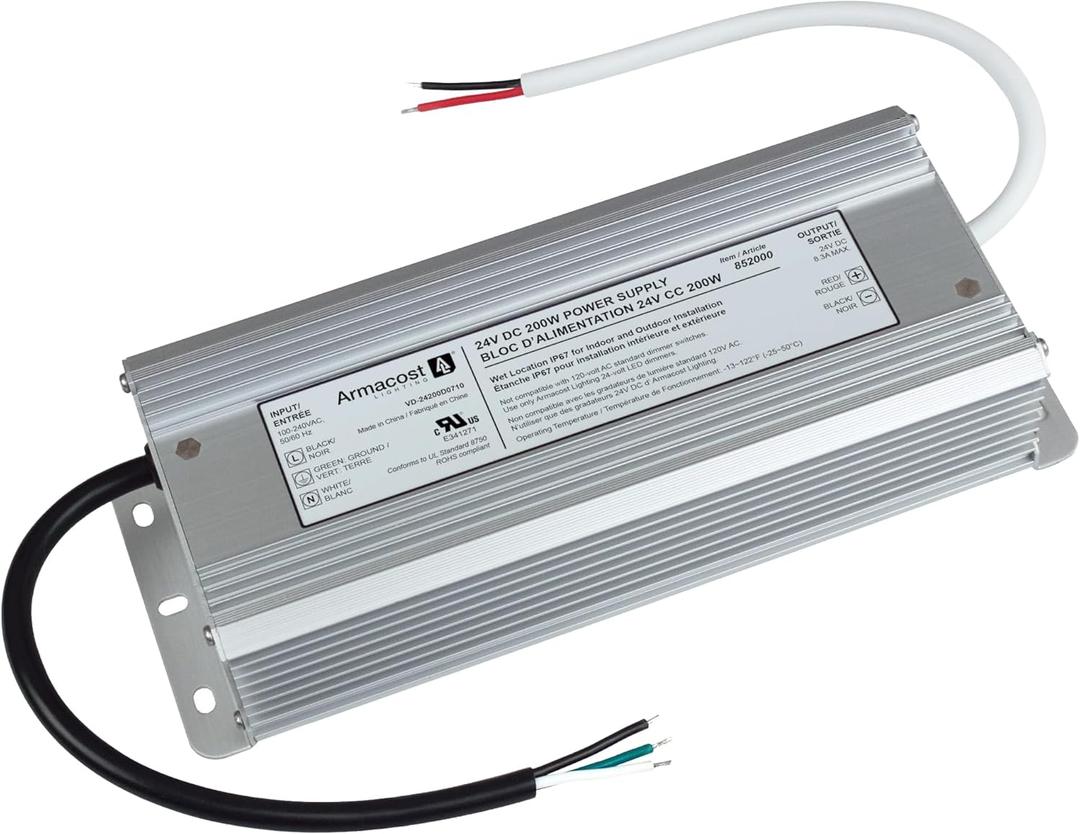 Armacost Lighting 852000 200 Watt, 24V DC LED Power Supply, Silver (200W)