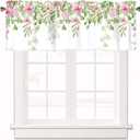 Green Leaves Valances for Windows, Floral Kitchen Short Curtains Rod Pocket Window Treatments Valance for Living Room Bedroom Bathroom Cafe Flower Farmhouse Decor 1 Panel, 42x12 Inch