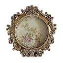 Small Vintage 4x4 Round Picture Frame, Mini Antique Ornate Circle Photo Frame, Table Top Display and Wall Hanging Home Decor