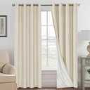 H.VERSAILTEX 100% Blackout Curtains for Bedroom Thermal Insulated Linen Textured Curtains Heat and Full Light Blocking Drapes Living Room Curtains 2 Panel Sets, Bleached Sand, 52x108 Inch