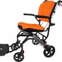 Wheelchairs for Adults,Transport Wheelchair Lightweight Foldable with Removable Cushion,Transport Chair,Ergonimic Travel Wheelchair with Telescopic Handle,Orange
