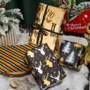 Garbendy Black Gold Foil Christmas Wrapping Paper Roll - Mini Roll - 17 inch X 120 inch Per roll - Reversible 3 Different Design with Glitter Metallic Foil Shine (42.5 sq.ft.ttl)