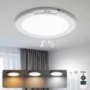 wowatt Battery Operated Ceiling Light Rechargeable Motion Sensor Lamp Indoor Wireless Shower Lights with Remote 3000K 4500K 6500K 7.48in Dimmable Timing Motion Activated Lighting for Closet Shower (1 Pack)