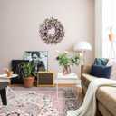 22 Inch Spring Summer Forsythia Flower Wreath with Soft Touch Leaves for Front Door, Everyday Light Purple Flower Wreath for Indoor Outdoor, Everyday Floral for Home Decor