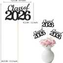 2 x 12 Pcs Class of 2026 Graduation Decorations, Table Centerpieces Grad Cake Topper Party Favors, Graduation 2026 Party Supplies for Table Decor (Black & Double-sided)