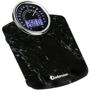 Adamson Hybrid 2-in-1 Analog & Digital Weighing Scale for Body Weight up to 400lbs + Thick Tempered Glass + Extra Large Display + Easy to Read Digital Bathroom Scale + New - Marble Black (LB Black)