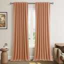 Guken Peach Quartz 100% Blackout Linen Curtains 108 Inch Length 2 Panels Set for Living Room Bedroom Back Tab/Rod Pocket Thermal Insulated Farmhouse Black Out Drapes Room Darkening,52x108