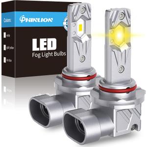 PHINLION H10 9145 LED Fog Light Bulbs, 12000 Lumens 3000K Golden Yellow, 800% Brightness Super Bright 9140 LED Fog Lights, 1:1 Mini Size, Play and Plug, Pack of 2