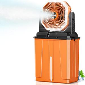 Portable Misting Fan, Rechargeable Outdoor Cooler, Battery Operated Personal Fan with3 Speeds & 8L Bucket for Patio, Camping,Hiking, Backyard, Travel, Desk,Pool, Beach (24000mAh-Orange)