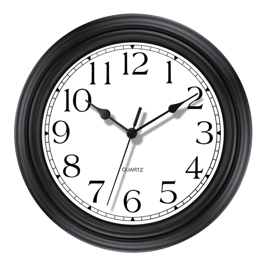 Foxtop Silent Non-Ticking Round Classic Clock Retro Quartz Decorative Battery Operated Wall Clock for Living Room Kitchen Home Office (12 Inch, Black)