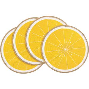 Zupro Round Placemats Set of 4,Braided 15 inch Table Mats Heat Resistant Non-Slip Washable,for Kitchen Dining Tables Four Seasons Dinner Parties Thanksgiving Christmas and Everyday Use.Lemon Yellow
