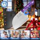 XYJ Authentic Since 1986,Heavy Duty Large Meat Cleaver,Serbian Chef Butcher Knife with Case,Chefs Vegetable Kitchen Knife,Full Tang for Outdoor Camping,Wood Handle with Sheath
