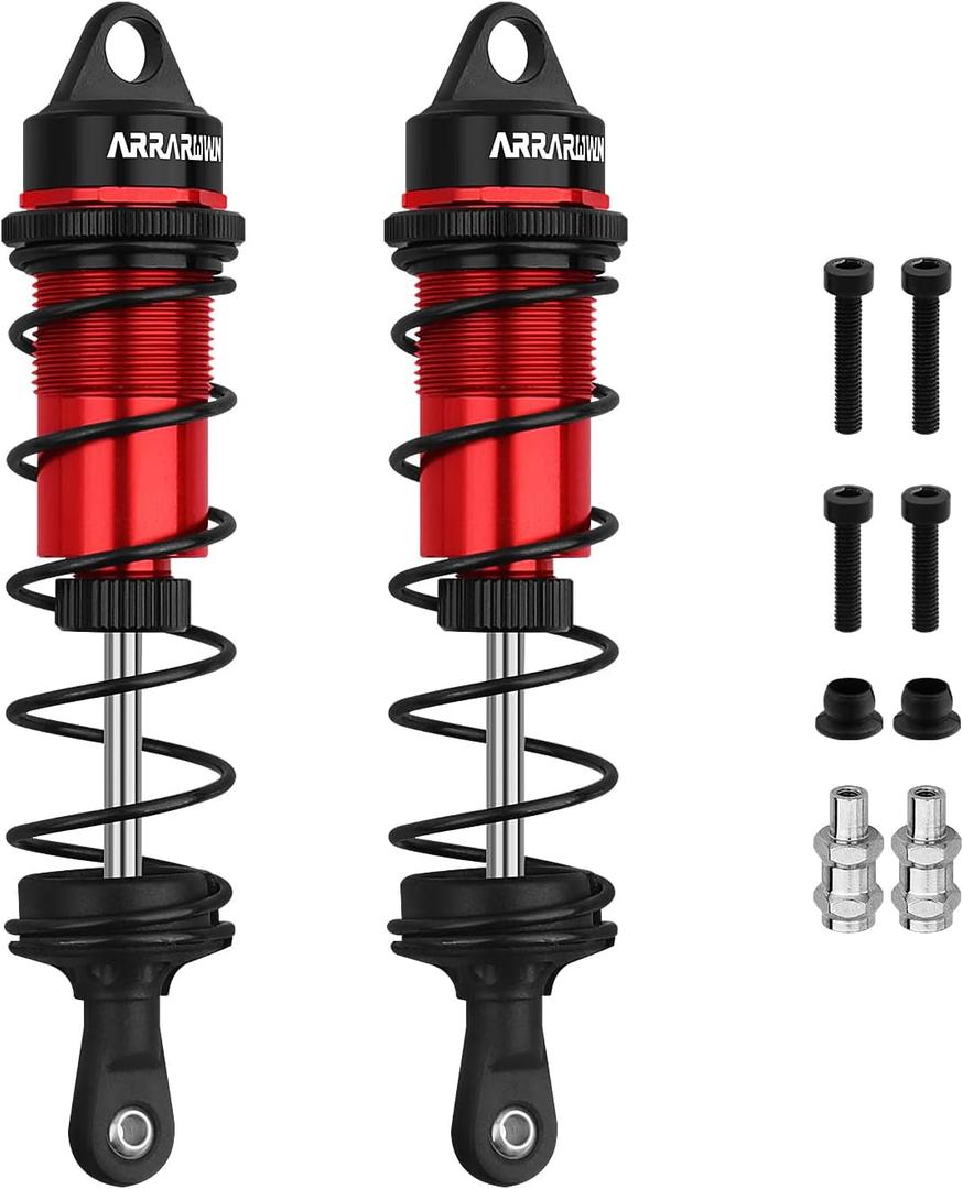 RC Shock Absorbers, 2PCS 1/8 110mm RC Car Front Shocks Set Adjustable Shocks Compatible with 1/8 Arrma Typhon 6S, FS Racing,Team Losi Racing,HSP DHK HPI Redcat ZD Racing Truck Buggy Truggy (RedBlack)