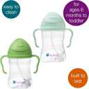 b.box Sippy Cup with Weighted Straw (2-Pack). Leak Proof, Easy Grip. BPA Free & Dishwasher Safe. Ideal for Babies 6m+ to Toddlers (pistachio + apple, 8oz)