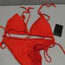 Women Two Piece Swimsuit Halter Triangle Hollow Out Bathing Suits Cheeky String Bikini Sets (Small, Red)