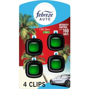 Febreze Odour-Fighting Auto Air Freshener, Car Vent Clip, Old Spice Fiji, 4ct
