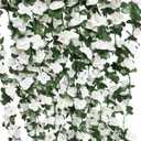 8pcs 65.6Ft Flower Garland,PARTY JOY Fake Rose Vine Artificial Flowers Hanging Rose Ivy Garland for Room Wall Decor Hanging Baskets Wedding Arch Garden Background Decor (White-8PCS)