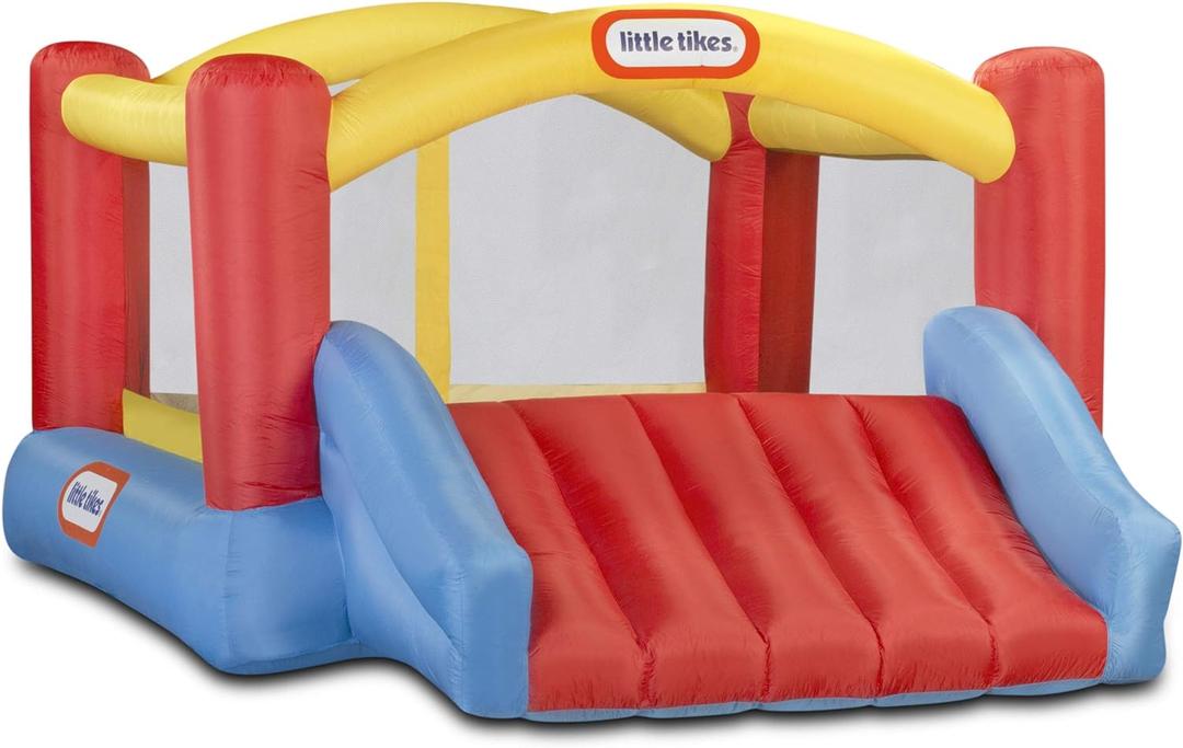 Little Tikes Jump 'n Slide Inflatable Bouncer Includes Heavy Duty Blower With GFCI, Stakes, Repair Patches, And Storage Bag, for Kids Ages 3-8 Years