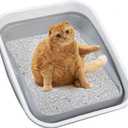 Large Cat Litter Box for Kittens to Senior Cat, Elderly and Fat Cat,Elderly cat Mobility Issues,Foldable Travel Litter Box with Scoop (Grey)