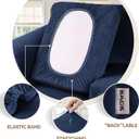 WEERRW 4 Pieces Velvet High Stretch Couch Covers for 3 Cushion Couch Sofa Slipcovers, Washable Furniture Protector with Non Slip Elastic Bottom, Feature Soft and Thick Plush Fabric, Navy Blue, Large