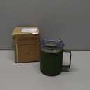 ALOUFEA 12oz Insulated Coffee Mug Cup with Handle, Stainless Steel Travel Coffee Mug with Flip Lid, Double Wall Vacuum Coffee Tumbler, ArmyGreen