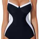 SUUKSESS Womens Tummy Control One Piece Swimsuit Sexy Crisscross Back Bathing Suit (Large, Black)