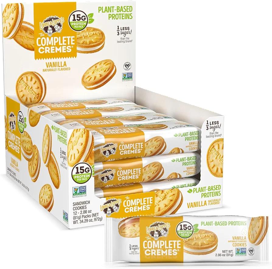 Lenny & Larry's The Complete Cremes®, Sandwich Cookies, Vanilla, Vegan, 5g Plant Protein, 6 Cookies Per Pack (Box of 12), Best Before 14/May/2026