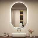 OKPAL Oval Backlit Bathroom Mirror with Lights 20 x 32, Pill-Shaped Led Lighted Vanity Mirror for Wall, Anit-Fog, Dimmable, Memory, Tempered Glass, UL (Horizontal/Vertical)