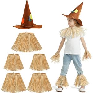 Spooktacular Creations Scarecrow Costume Set Include Straw Hat Straw Skirt for Kids Women Men Halloween Party Accessories (Brown)