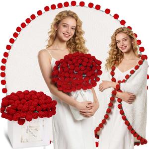 SEEGU Gifts for Women, Bouquet Blanket Gifts for Mom Birthday from Daughter Son, Crochet Flower Blanket Bouquet for Grandma Girlfriend Her Bridal Christmas Mothers Day Valentines Wedding, 31inches