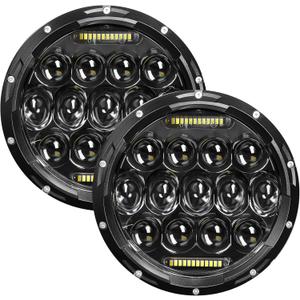 7 Inch Led Headlight Round H6024 Led Headlight DOT Approved Hi/Lo Beam DRL Black Headlights Compatible With Jeep Wrangler JK JKU TJ LJ CJ Compatible With Chevy, Ford and Mazda Miata, etc., Black (3 modes)
