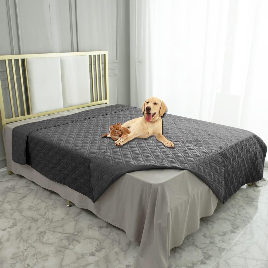 Ameritex Waterproof Blanket Reversible Dog Bed Cover Pet Blanket for Furniture Bed Couch Sofa (82x102 Inch (Pack of 1), Darkgrey)