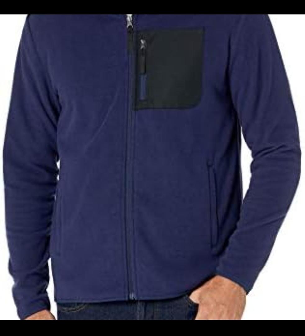 Amazon Essentials Men's Full-Zip Fleece Jacket (Available in Big & Tall), Black Navy Color Block,3 pcs Medium