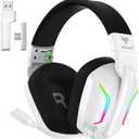 WESEARY Wireless Gaming Headset for PS5, PS4, PC, Laptop, Mac & Switch, Dual Low-Latency 2.4GHz USB/Type-C, Bluetooth Gaming Headphones with ENC Mic for Gamecube, 3D Stereo,Colorful Light, 50H Power
