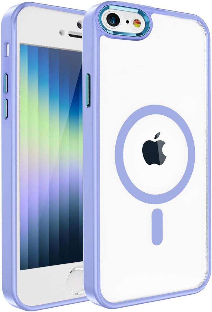 PinLiSheng Magnetic for iPhone Case [Mil-Grade Drop Protection] [Compatible with Magsafe] Shockproof Slim Transparent Protective Phone Case, (A-Blue, iPhone SE3/SE2/8/7)