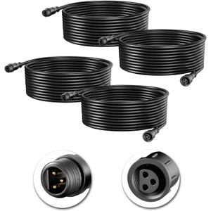4pcs 6.5FT Extension Cord with 3 Core 3-Pin for SUNTHIN RGBW Outdoor Landscape Spotlights
