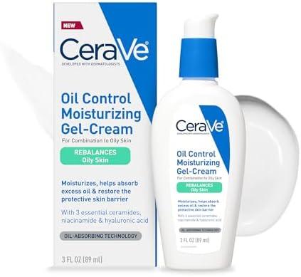 CeraVe Oil Control Moisturizing Gel-Cream, Face Moisturizer for Oily Skin, Niacinamide, Hyaluronic Acid & Oil Absorbing Technology To Rebalance Oily Skin, Non-Comedogenic, Fragrance Free & Oil-Free,NED