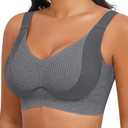 Xcutting Womens Seamless Wireless Supportive Bras Push Up Comfort Soft No Underwire Full Coverage T-Shirt Bra Plus Size (4X-Large, A01-vg Black)